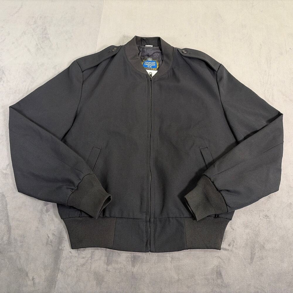 Neptune Garment Co Jacket Womens 10 Black Poly Wool Military Bomber 2010 EUC